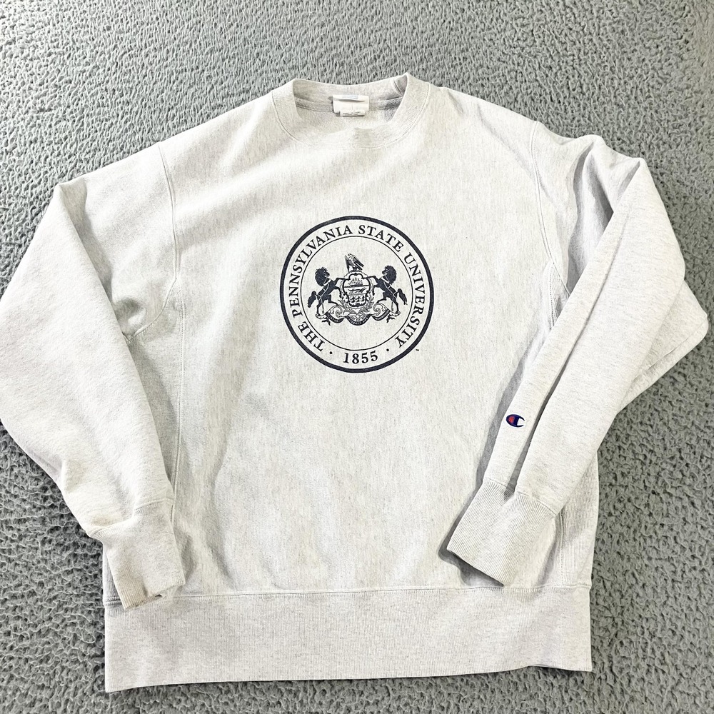 Penn State Nittany Lions Sweatshirt Mens Medium Gray NCAA Champion Reverse Weave